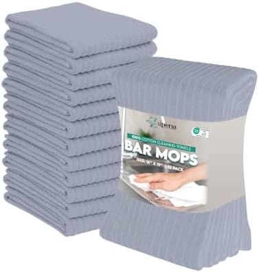 ZUPERIA Bar Mop Kitchen Towels - Pack of 12 (16" x19”) Ring Spun