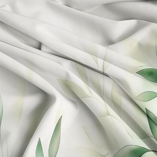 Watercolor Style Plant Leaves Duvet Cover Set 3 Pieces King Size, 1