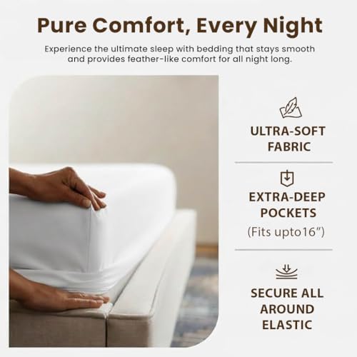 King Size Sheets, 1000 Thread Count 100% Cotton 4-Piece Bed Sheet Set