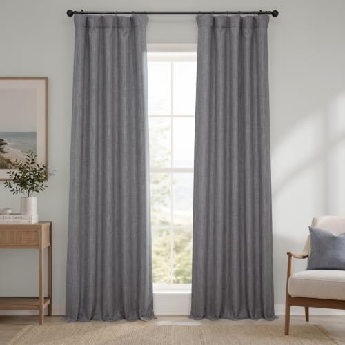 Faux Linen Curtains for Living Room (1 Panel) - 50W X 108L, Blazer