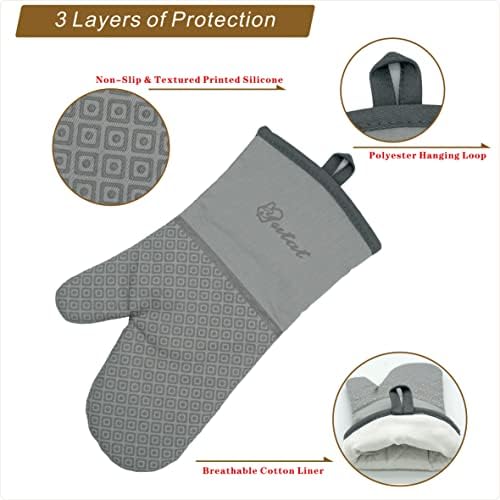 Yutat Oven Mitts - Oven Mitts and Pot Holders Sets Made of Non-Slip