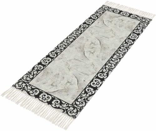 Gray Marble Vintage Hallway Runner Rug 2'x5', Modern Abstract Art