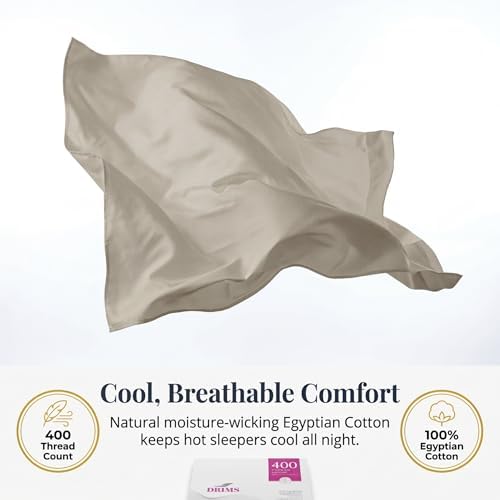 DRIMS 400 Thread Count 100% Egyptian Cotton Twin Sheets Set, Extra