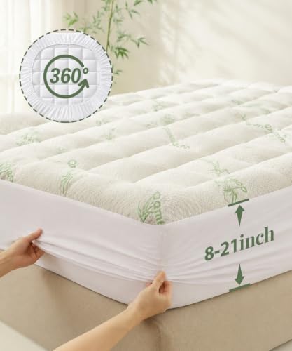 Queen Mattress Topper, Ultra Soft & Breathable Pillow Top Mattress Pad