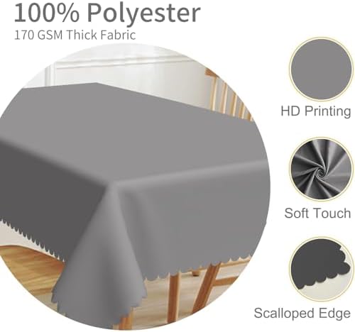 60x60inches Grey Square Tablecloth Dark Gray Polyester Fabric Table
