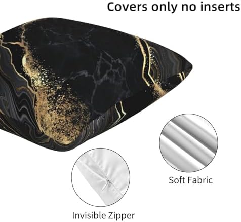 Marble Gold and Black Pillow Covers 20x20 in Sets of 2 Couch Pillow