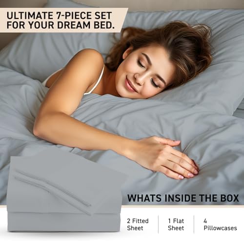 100% Egyptian Cotton Split King Sheet Set - 1000 Thread Count 7PC