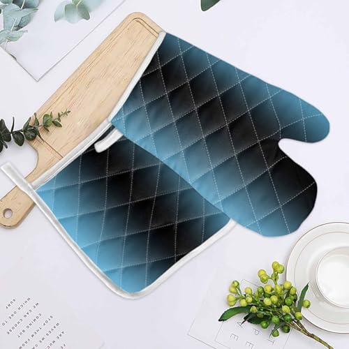 Quilted Cotton Terry Cloth Oven Mitt, Pot Holder Sky Blue Gray