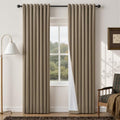 Camel Brown Blackout Linen Grommet Curtains 52x84 Inch Long 2 Panels