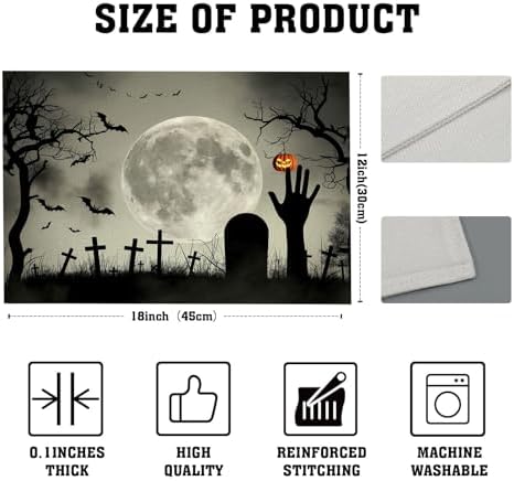 Halloween Cemetery Placemats Grave Hands Non-Slip Insulation Placemats