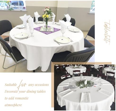 Showgeous 90 Inch Ivory Round Tablecloths, Polyester Table Covers