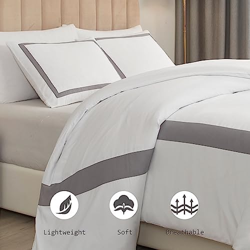 OSVINO Queen Hotel Duvet Cover Set, Soft Breathable Microfiber Bedding