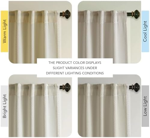 H.VERSAILTEX Linen Curtains 96 Inches Long for Back Tab Boho Style