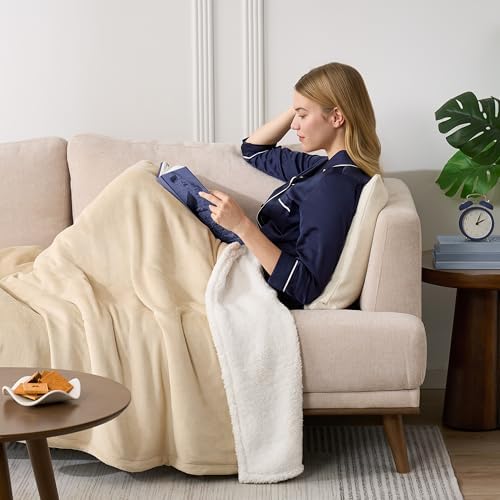 Casual Living Cal King Sherpa Blanket, Reversible Fleece, 108" x 90"