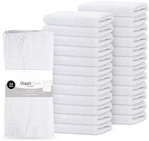 (Pack of 24) Wash Cloths Kitchen Towels 24 Pack Cotton Blend 12x12