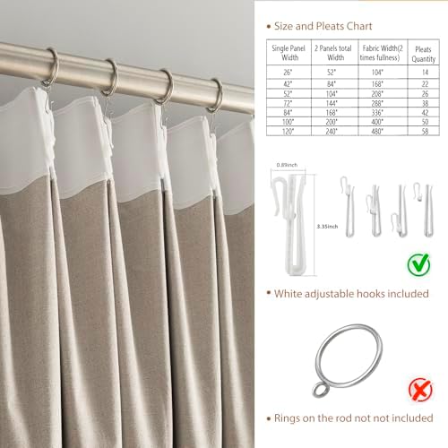 Sand Beige Blackout Window Curtains 108 inches Long, Double Pleated