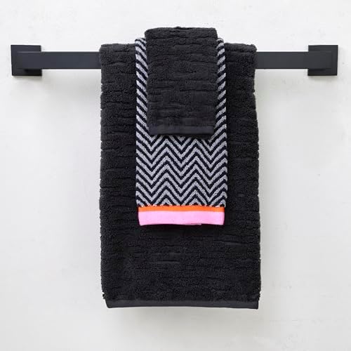 SKL Home CloudSoft/Herringbone & Border Bath Towel Set-6pc, Slate
