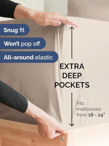 CGK Extra Deep Cal King Single Fitted Sheet Only - Wheat