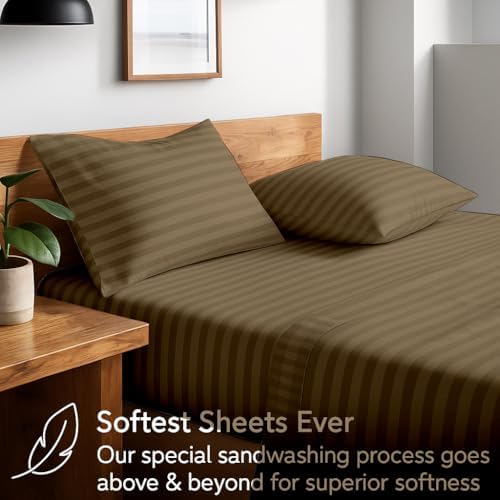 Luxury Egyptian Cotton Sheets Twin Size, Deep Pocket Fitted Sheet Fits