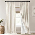 108 Inch Pinch Pleated Blackout Linen Curtains, 9FT Long Floor to
