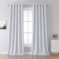 DUALIFE Greyish White Curtains 120 Inch Length Grommet Top Blackout