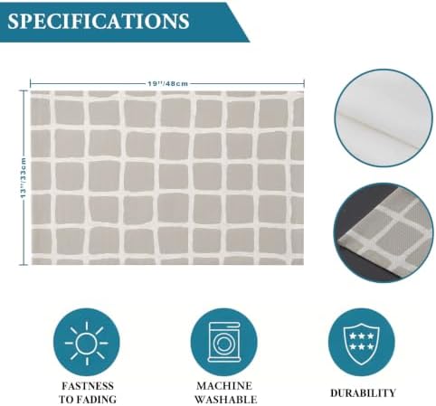 Taupe Gray Grid Placemats Set of 8, Cotton Linen Fabric Place Mats