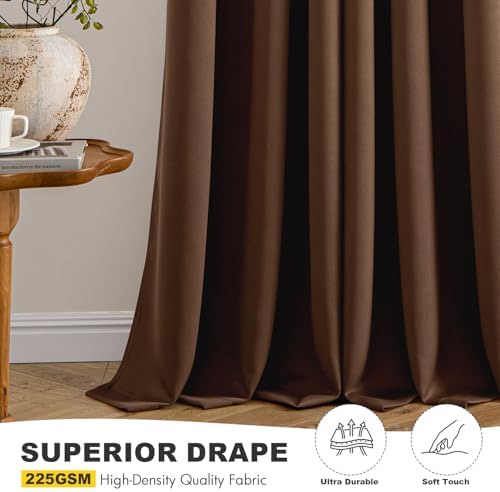 MIULEE Blackout Curtains for Bedroom 2 Panels 40 x 96 Inch Cappuccino