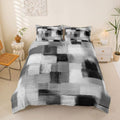 Feelyou Geometric Duvet Cover Queen Size Abstract Gray Plaid Comforter