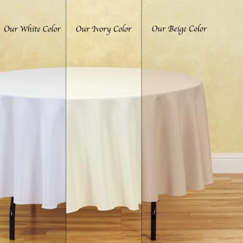 LinenTablecloth 90-Inch Round Polyester Tablecloth Ivory