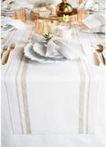 Solino Home 100% Linen Table Runner, 14 x 120 in, Natural and White