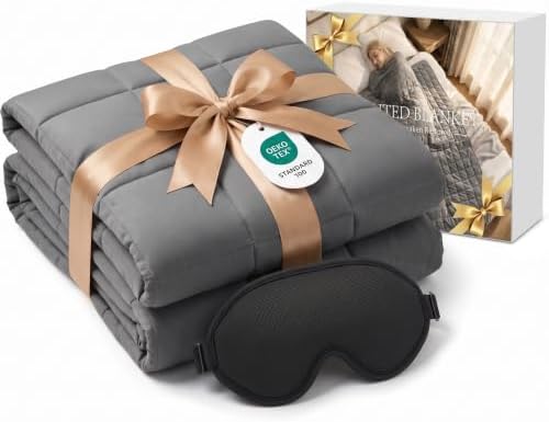 Weighted Blanket with Sleep Mask Twin Size 15lbs 48'' x 72'', Soft