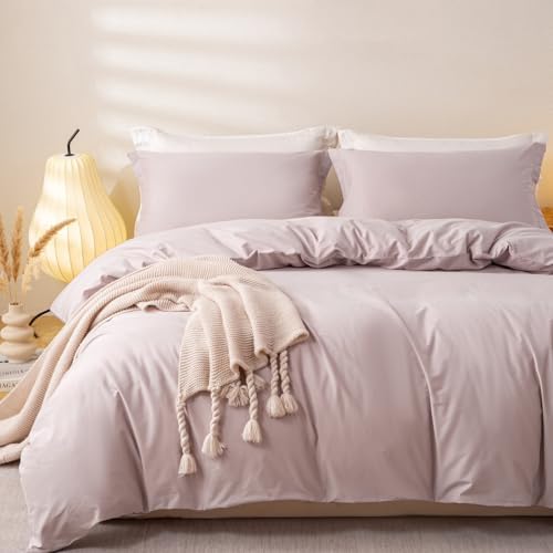 OAITE Duvet Cover Set 100% Washed Cotton Solid 3pcs