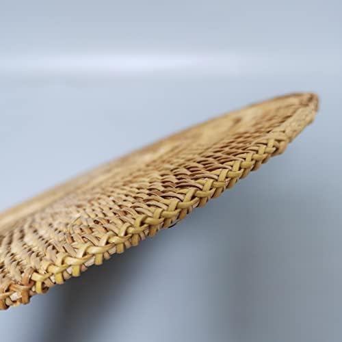 i-lan Set of 6 Round Rattan Placemats 12 Inch - Handmade Woven Wicker