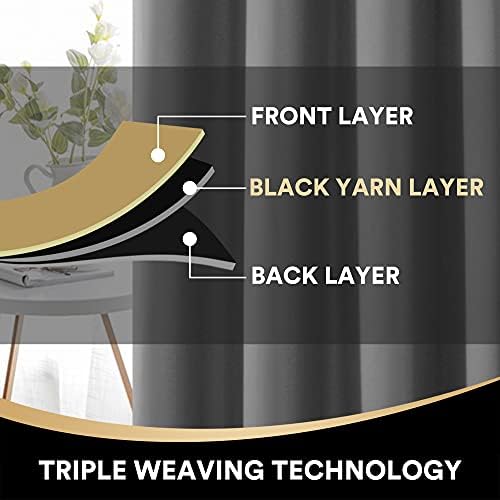 PrinceDeco Blackout Curtain 96 inch Long,Black Liner Backing,2