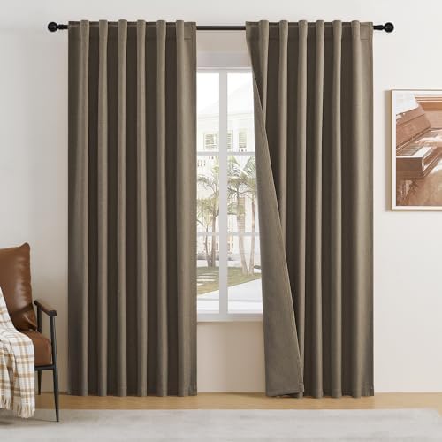 DUALIFE Brown Blackout Curtains 72 Inch Length for Bedroom 2 Panels