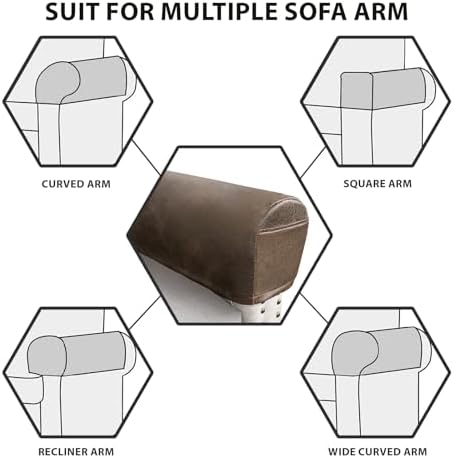 ANARACHON Leather Look Couch Arm Covers, Set of 2, Brown