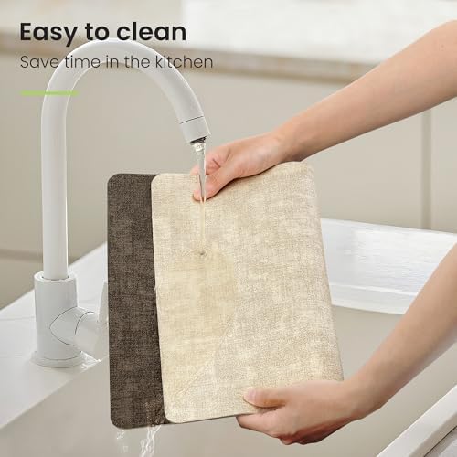 Fyvva Placemats Set of 6 Wipeable Reversible Faux Leather with