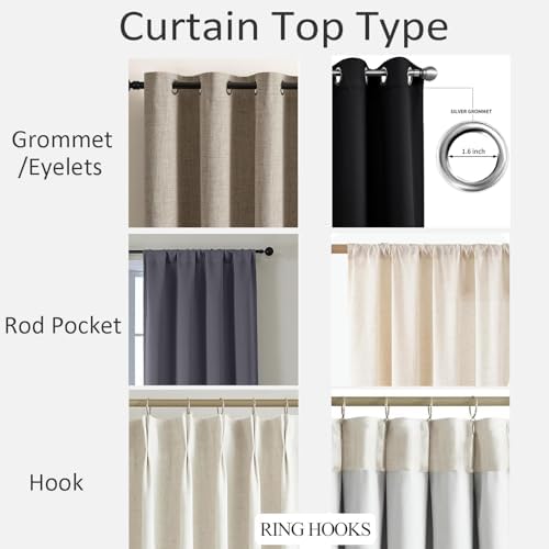 Blackout Curtain Living Room 2 Panels 63 inch Long, Thermal Insulated