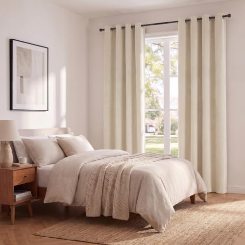 H.VERSAILTEX Cream Beige 100% Blackout Curtains for Bedroom