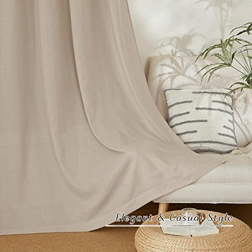 NICETOWN Linen Taupe Window Curtains 84 inches Long, Grommet Thick