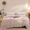Duvet Cover Set Washed Cotton Embroidered Hem Queen 3‐Pcs