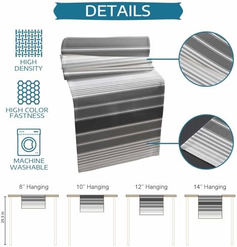 Minimalist Gray Stripe Table Runner and Placemats Set of 4 Farm