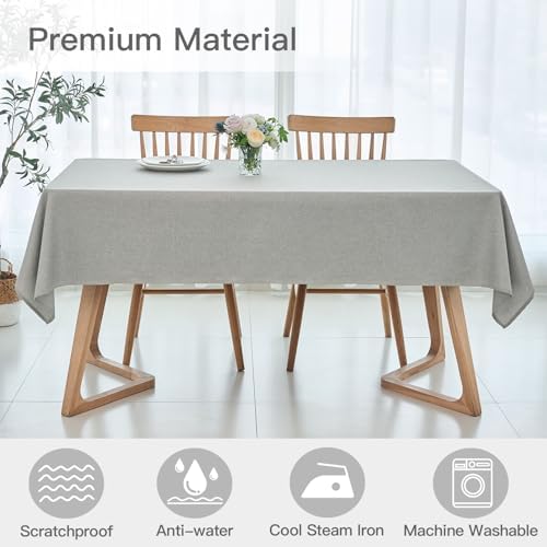 maxmill Square Linen Tablecloth Water Resistance Antiwrinkle