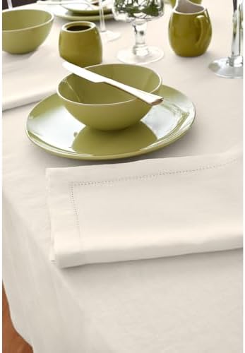 Solino Home 100% Linen Tablecloth Ivory Rectangular Table Cover 70 x