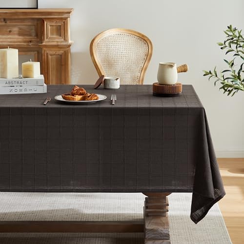 ZeeMart Linen Checked Square Table Cloth 60x60 Inch Charcoal
