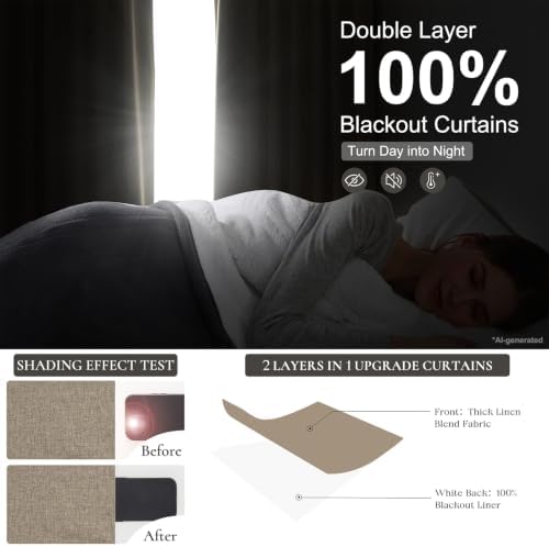 120 Inch Extra Long Pinch Pleat Blackout Heavy Linen