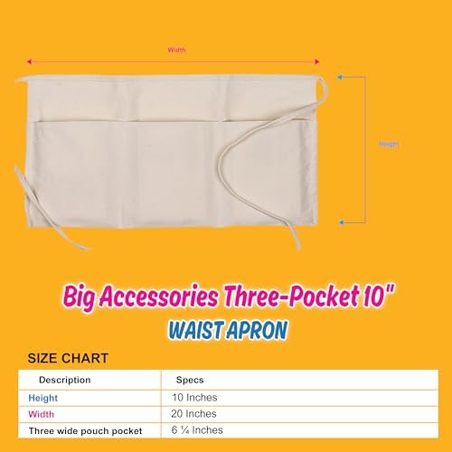 Custom Printed Big Accessories 3-Pocket Waist Apron for Work & Events