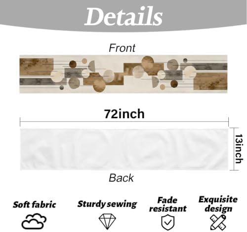 Neutral Abstract Table Runner, Modern Boho Brown Grey Line Shape