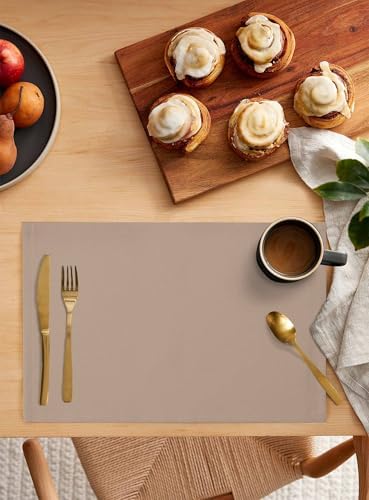 Placemats Set of 8, Beige Woven Placemat, Linen Place Mats for