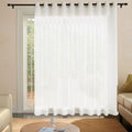 Frelement 120 Inches Extra Wide Linen Sheer Curtains for French Door